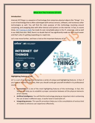 what are the features of iot