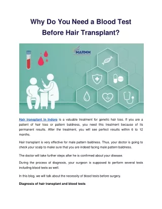 Why Do You Need a Blood Test Before Hair Transplant