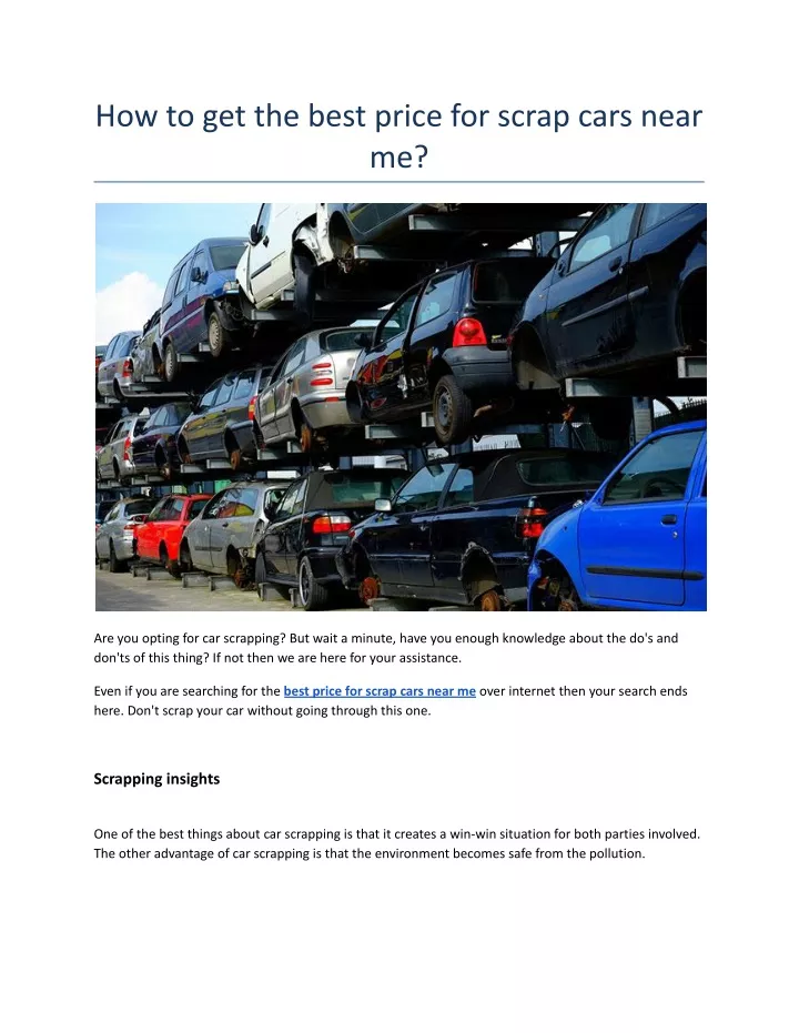 how to get the best price for scrap cars near me