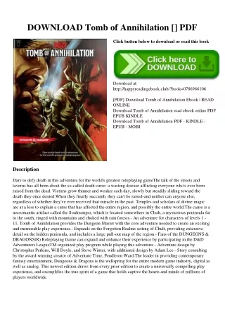 DOWNLOAD Tomb of Annihilation [DOWNLOADPDF] PDF
