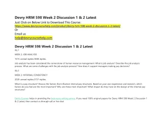 devry hrm 598 week 2 discussion 1 2 latest just
