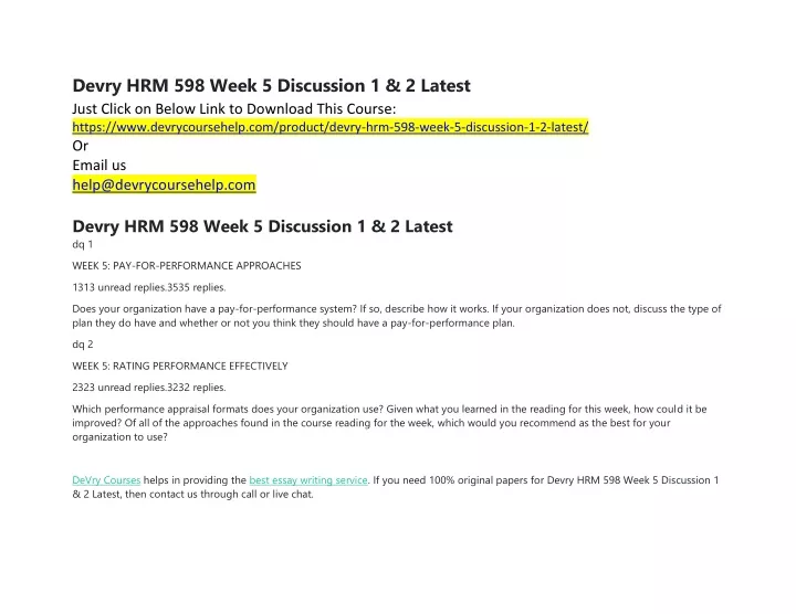 devry hrm 598 week 5 discussion 1 2 latest just