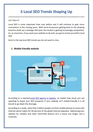 5 Local SEO Trends Shaping Up