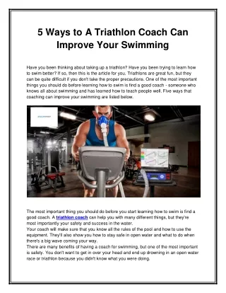 5 Ways to A Triathlon Coach Can Improve Your Swimming (1)