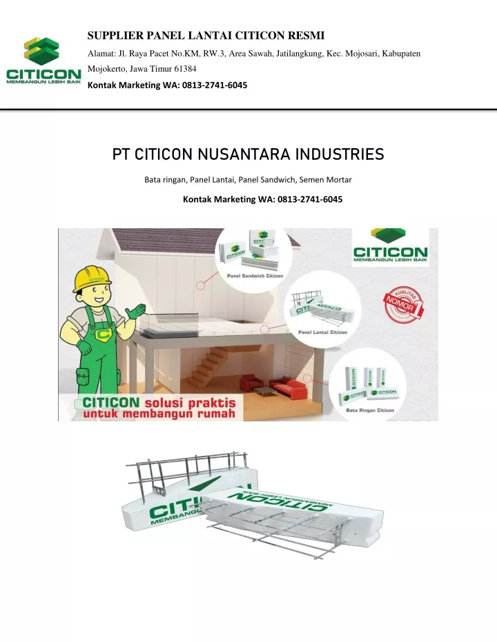 supplier panel lantai citicon resmi