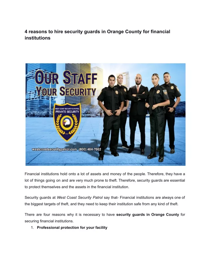 4 reasons to hire security guards in orange