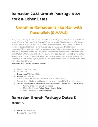 ramadan 2022 umrah package new york other gates