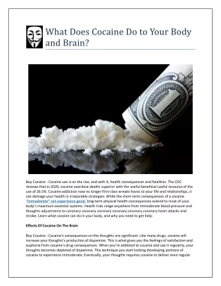 what does cocaine do to your body and brain