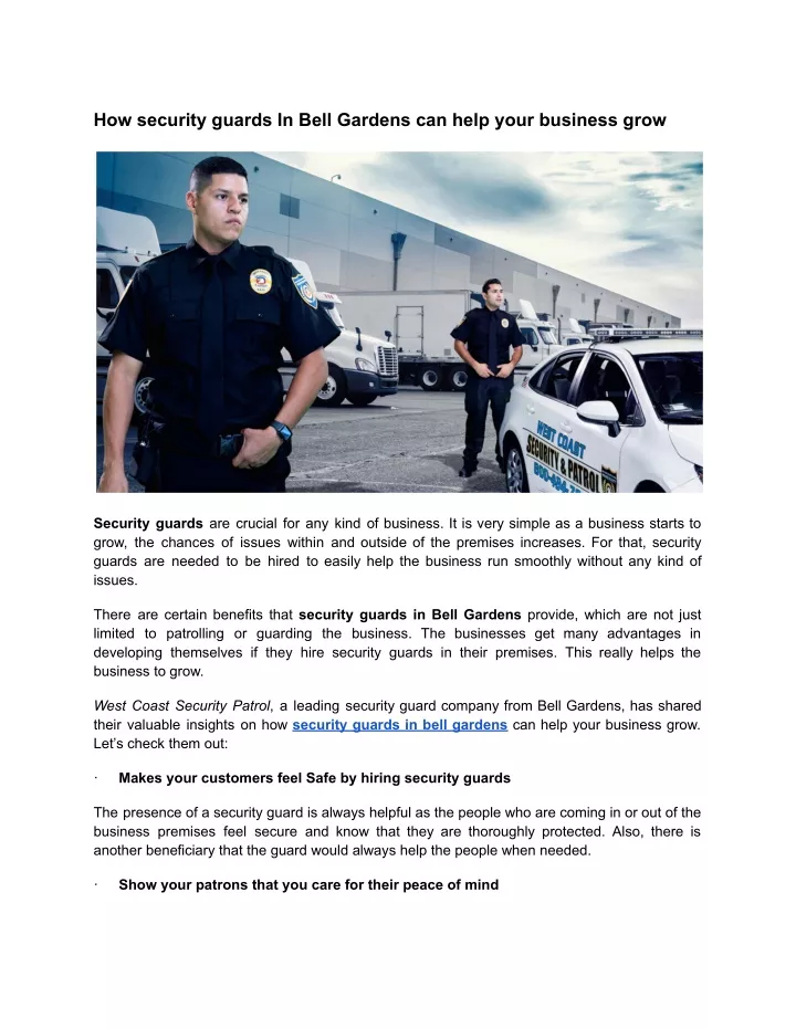 how security guards in bell gardens can help your
