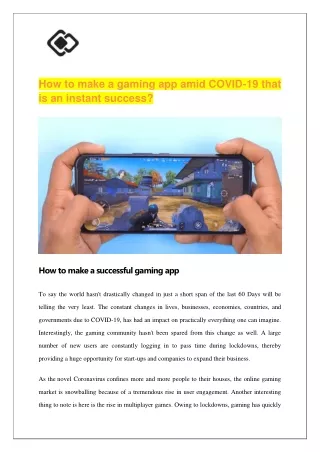 how to make a gaming app amid covid 19 that