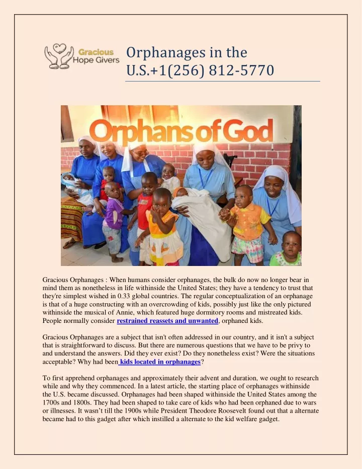 orphanages in the u s 1 256 812 5770