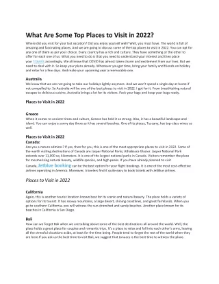 what are some top places to visit in 2022