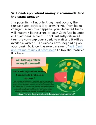 will cash app refund money if scammed find
