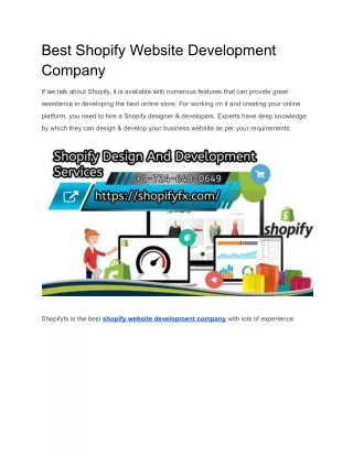 Best Shopify Website Development Company