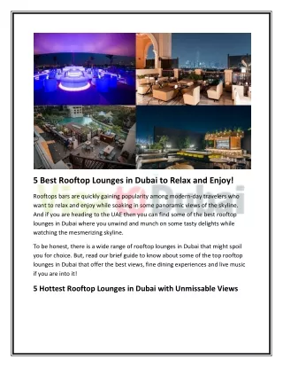 5 Best Rooftop Lounges in Dubai that you shouldn’t miss!