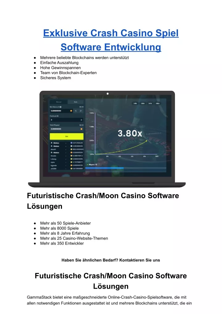 exklusive crash casino spiel software entwicklung