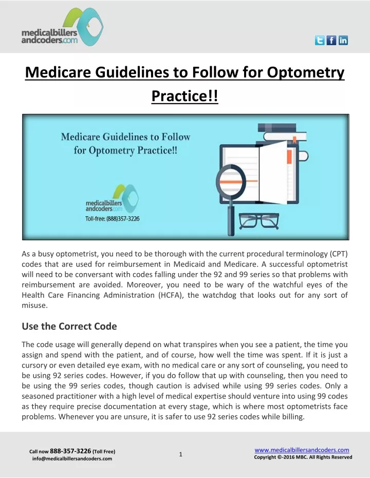 medicare guidelines to follow for optometry