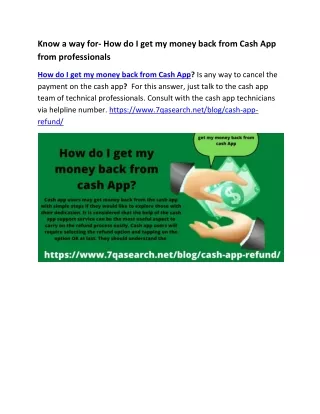Know a way for- How do I get my money back from Cash App from professionals