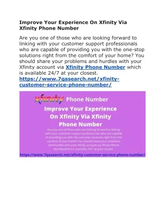Improve Your Experience On Xfinity Via Xfinity Phone Number