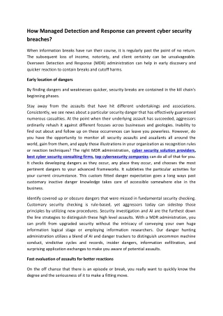 how managed detection and response can prevent
