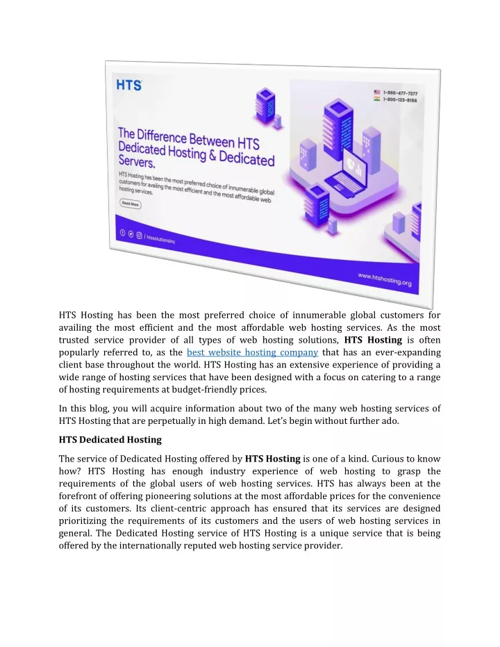 hts hosting has been the most preferred choice