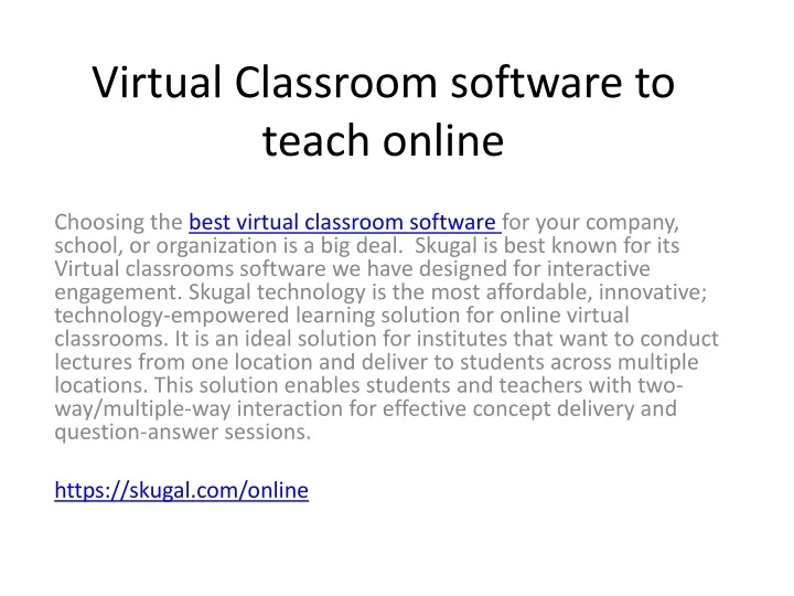 virtual classroom software to teach online
