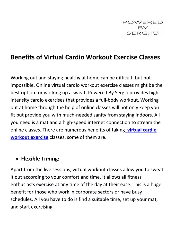 benefits of virtual cardio workout exercise