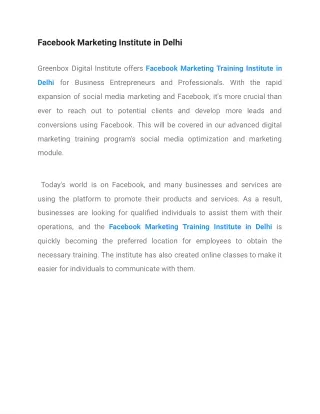 Facebook Marketing Training