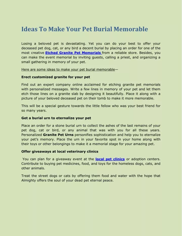 ideas to make your pet burial memorable
