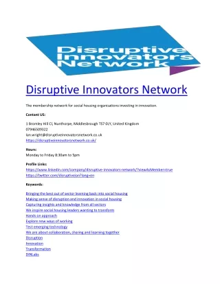 disruptive innovators network