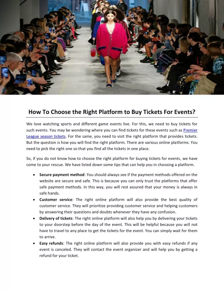 how to choose the right platform to buy tickets