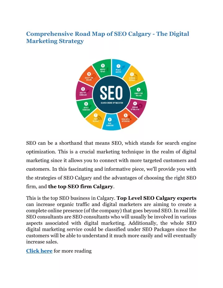 comprehensive road map of seo calgary the digital