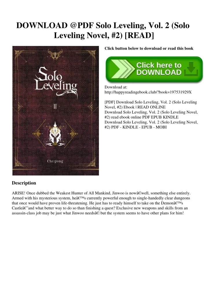 Ppt Download Pdf Solo Leveling Vol 2 Solo Leveling Novel 2 Read