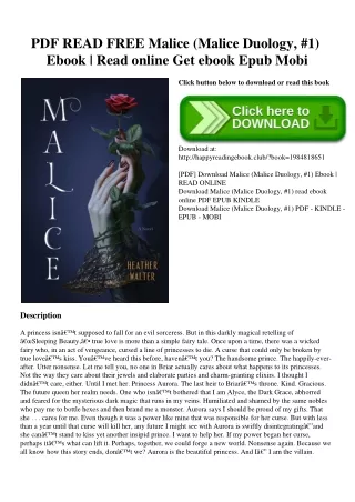 PDF READ FREE Malice (Malice Duology  #1) Ebook  Read online Get ebook Epub Mobi