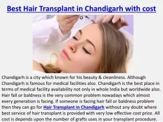 Best Hair Transplant in Chandigarh with cost