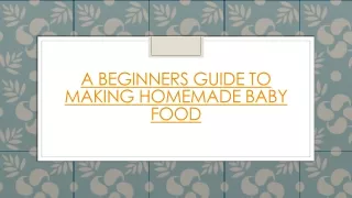 A BEGINNERS GUIDE TO MAKING HOMEMADE BABY FOOD