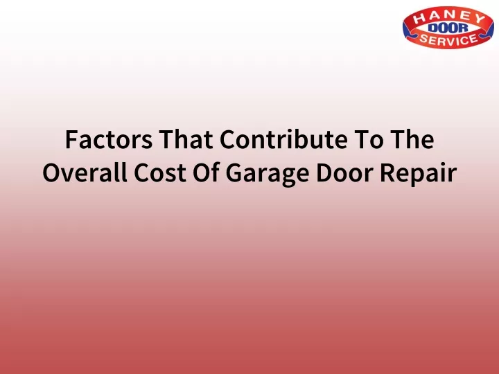 factors that contribute to the overall cost