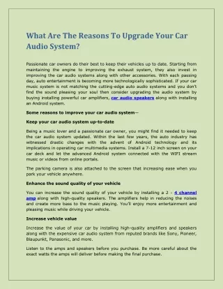 what are the reasons to upgrade your car audio