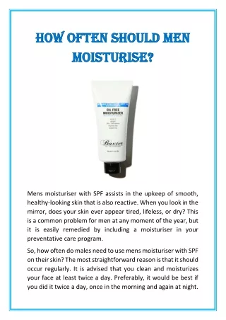 How Often Should Men Moisturise?