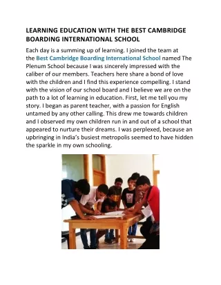 Best Cambridge Boarding International School