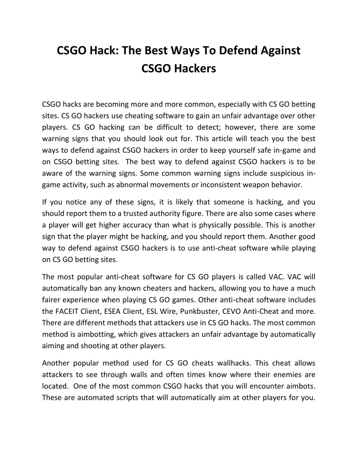 csgo hack the best ways to defend against csgo