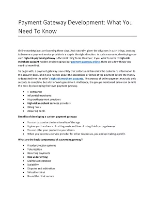Payment Gateway Development: What You Need To Know