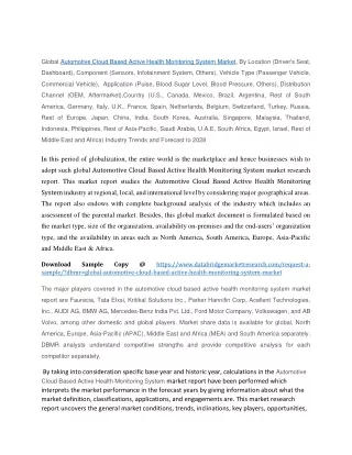 global automotive cloud based active health