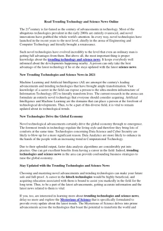 Read Trending Technology and Science News Online
