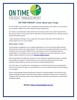 on time freight cares about your cargo