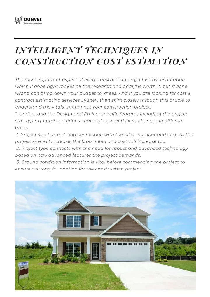 intelligent techniques in construction cost