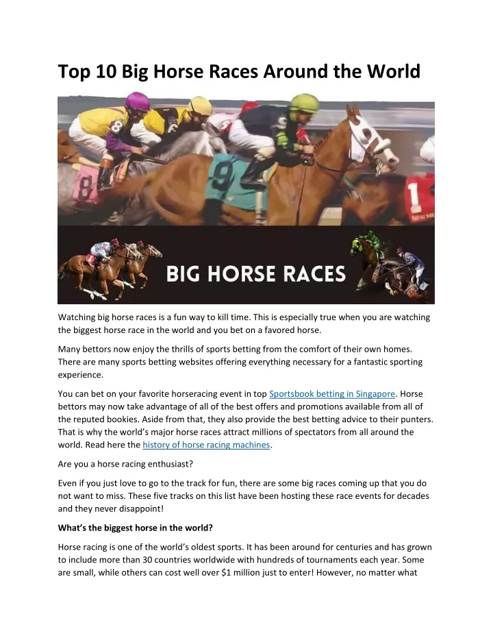 top 10 big horse races around the world