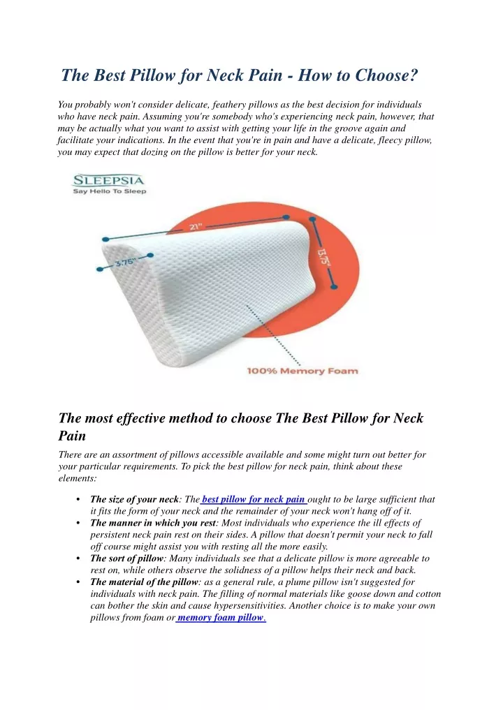 the best pillow for neck pain how to choose