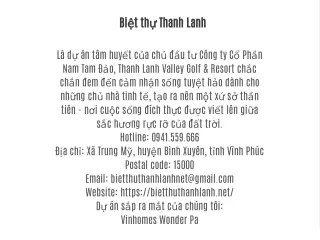 Biệt thự Thanh Lanh Vĩnh Phúc