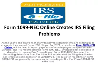 Form 1099-NEC Online Creates IRS Filing Problems